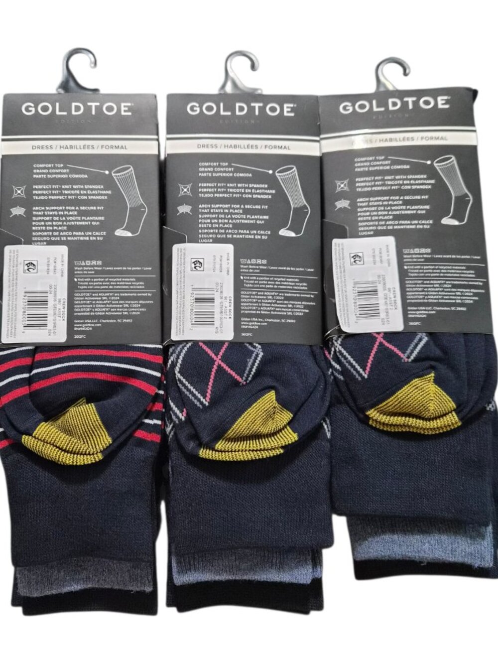 9 Pair Goldtoe Men's Casual Crew Socks Size 6-12.5 Argyle, Flamingos, Lobster - Picture 2 of 11